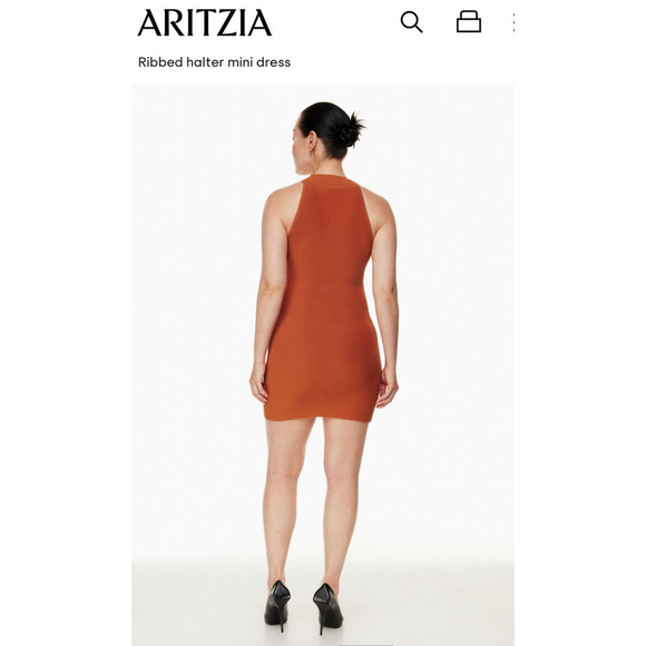 Aritzia Babaton, Sculpt Knit Halter Dress in Flambeau Red, size XS - Picture 4 of 10